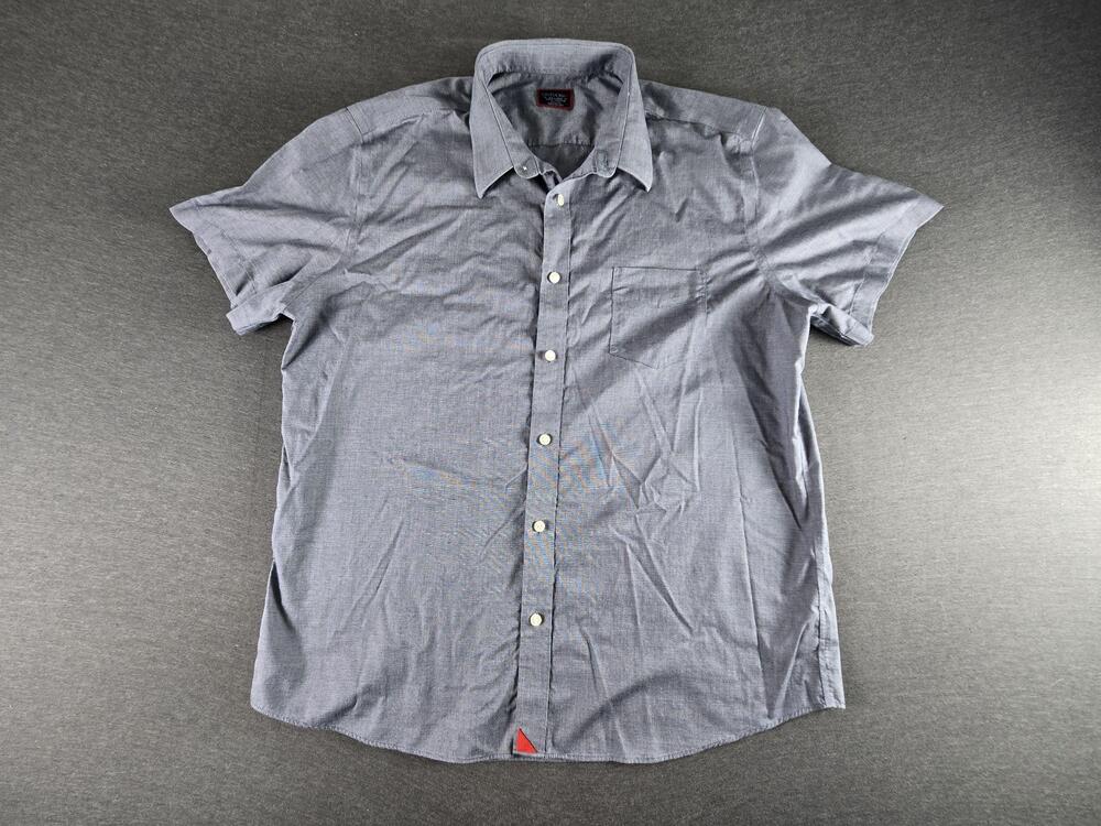 UNTUCKit Shirt Mens 2XL Blue Check Short Sleeve Button Up Slim Wrinkle Free